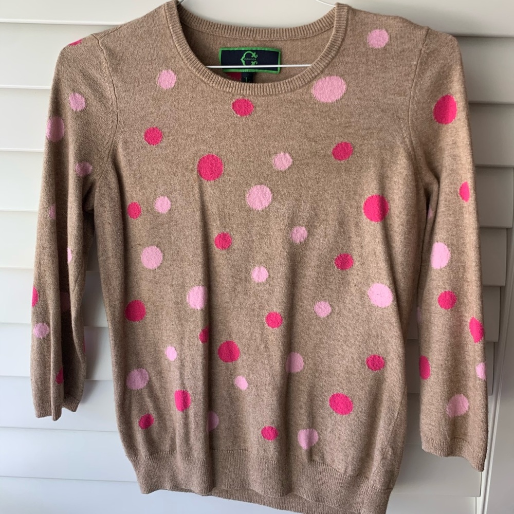 Tan/pink polka dot sweater